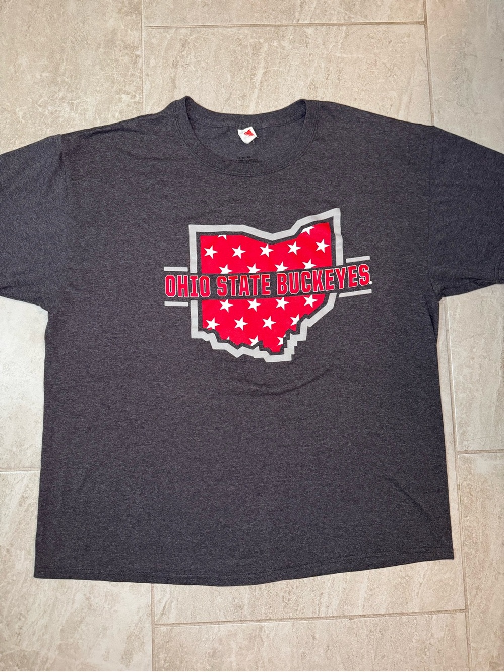 Ohio State Buckeyes Gray Graphic Tee - Red State Logo